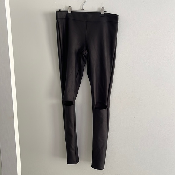 Express faux leather leggings with holes at knees - Picture 1 of 3